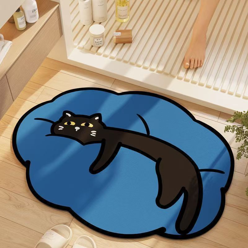 Whimsical Cat-Themed Bath Mat Kalsten
