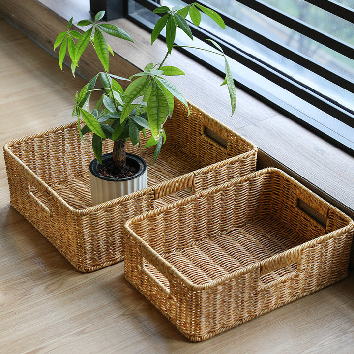 Handcrafted Large Rectangular Wicker Storage Basket Kalsten