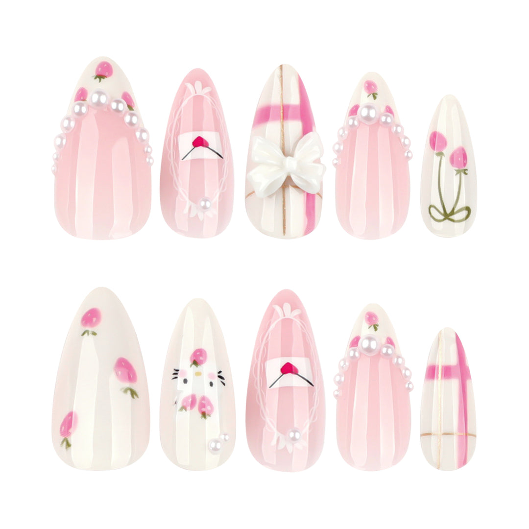 Artful stiletto nails with playful designs and a light 3D effect Kalsten