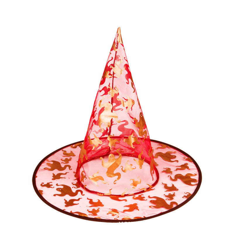 Halloween Themed Witch Hat with Decorative Patterns