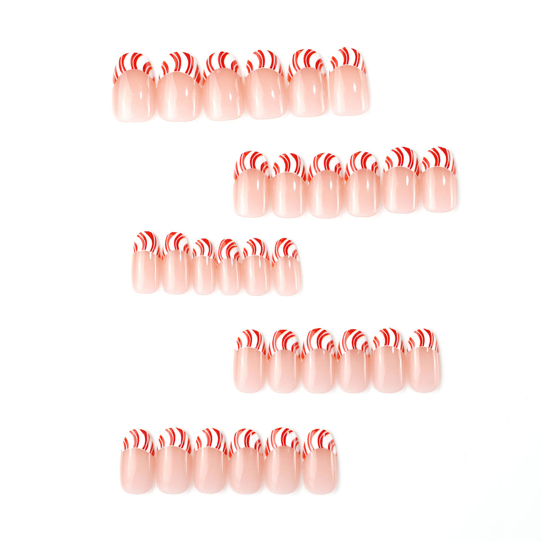 Artistic Candy Cane Press-On Nail Art Kalsten
