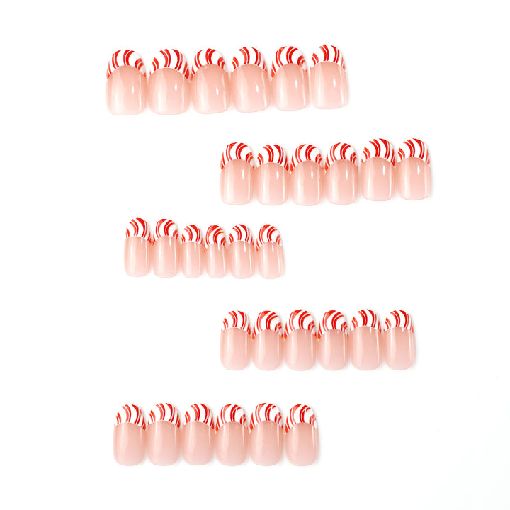 Artistic Candy Cane Press-On Nail Art Kalsten