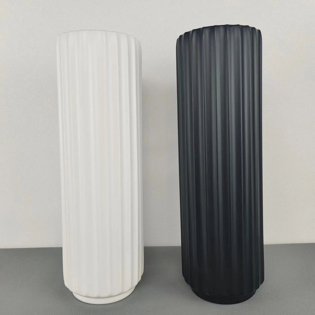 Tall Vertical Ribbed Decorative Vase Kalsten
