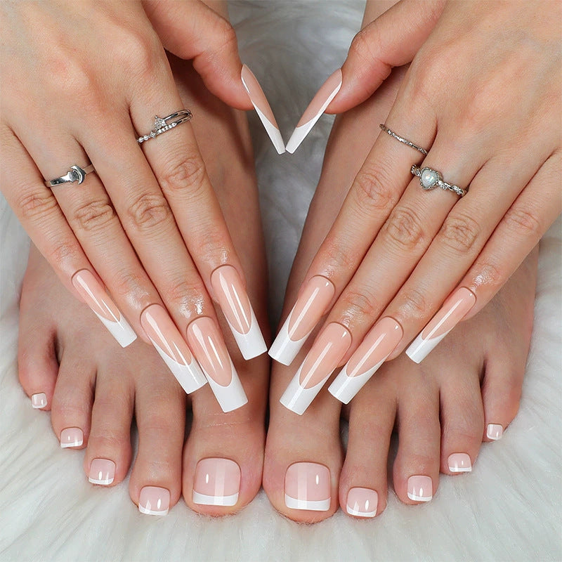 Stylish Press-On Nail Set with Elegant French Tip Design Kalsten