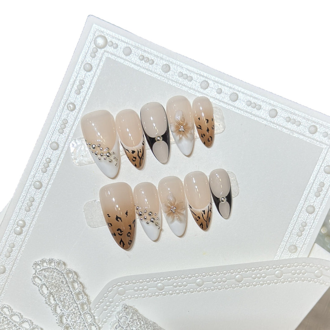 Artistic Leopard-Print Press-On Nail Set Kalsten