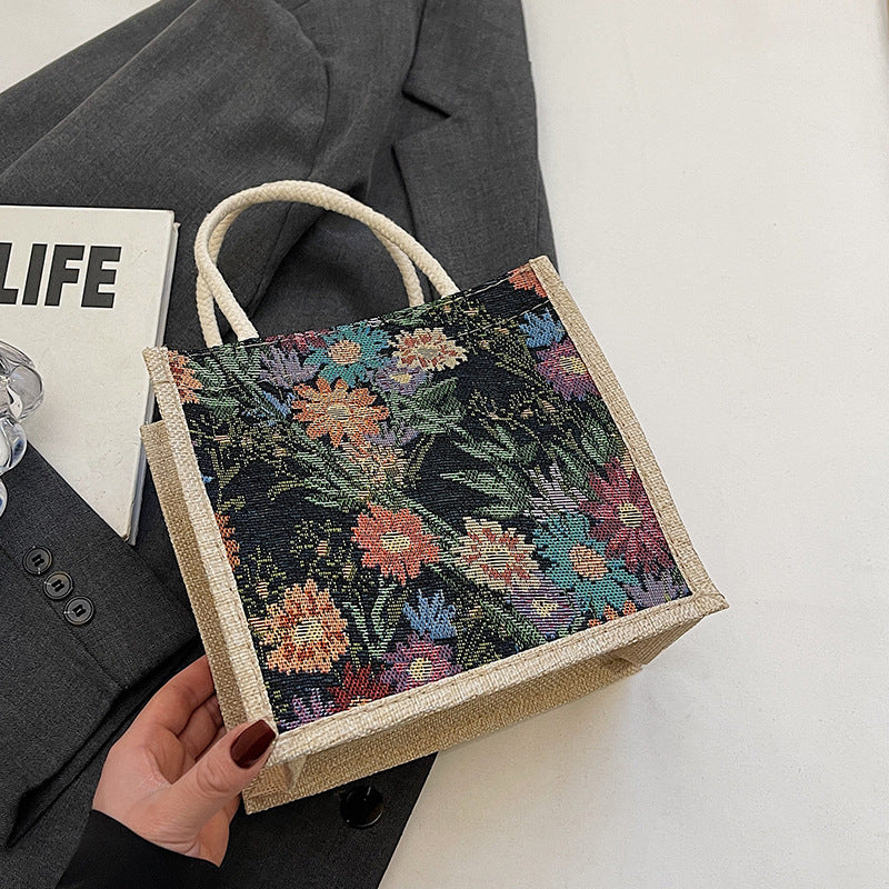 Decorative Floral Print Tote Bag