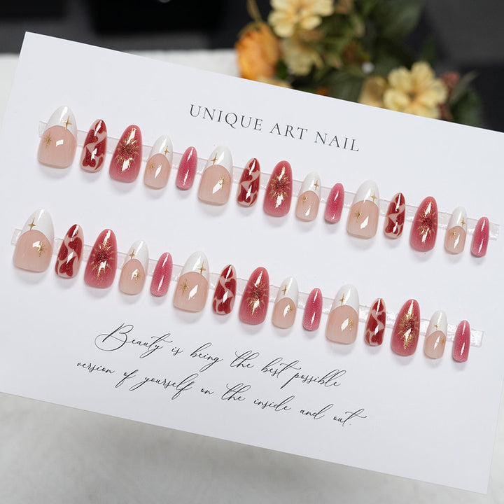Artistic Heart-Themed Acrylic Nail Art