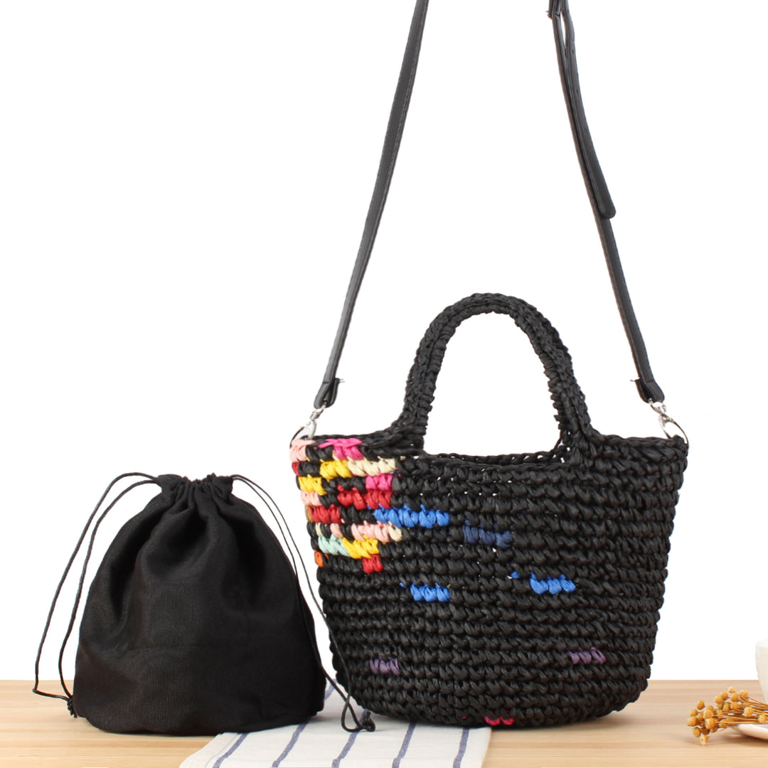 Handbag Made from Handcrafted Natural Material with Colorful Accent Kalsten