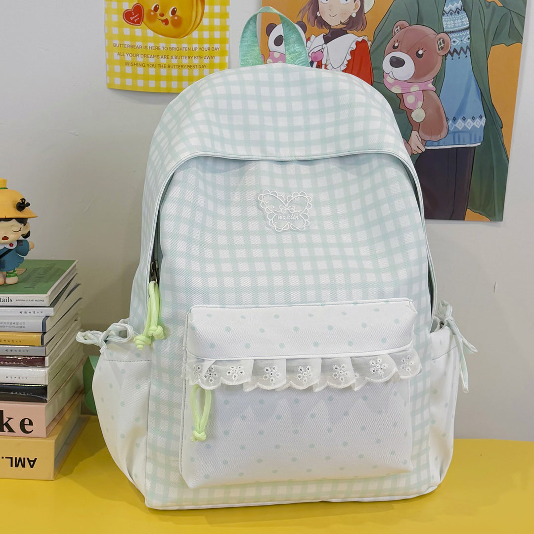 Fun Gingham Patterned Backpack Kalsten