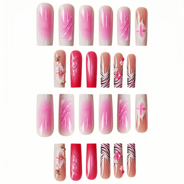 Floral Acrylic Press-On Nail Art Extensions Kalsten
