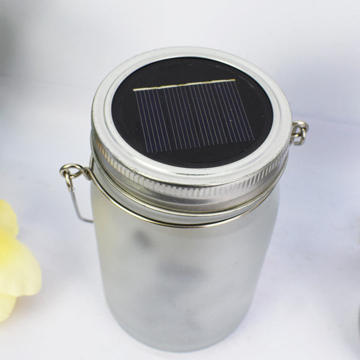 Hanging Frosted Mason Jar Solar LED Fairy Silhouette Lantern With Rope Handle And Dynamic LED String Kalsten
