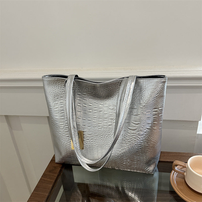 Elegant Crocodile-Pattern Tote Bag