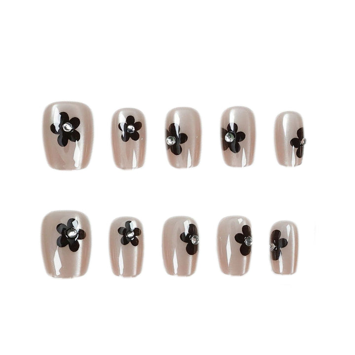 Floral Glitter Press-On Nail Art Kalsten