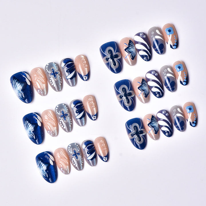 Artistic Floral Press-On Nail Tips Set Kalsten