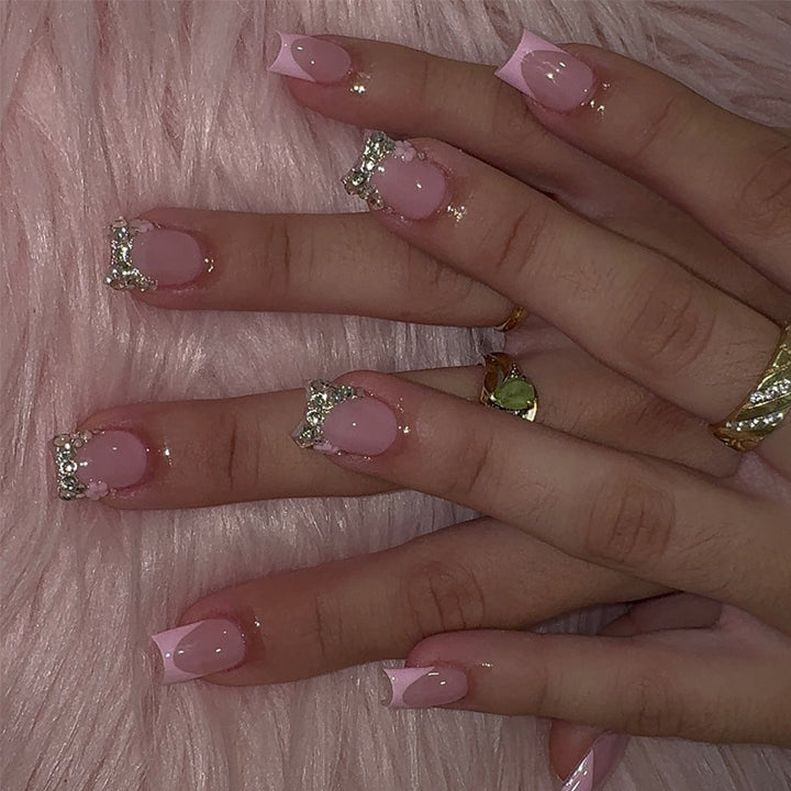 Decorative Rhinestone-Embellished Press-On Nail Tips Kalsten