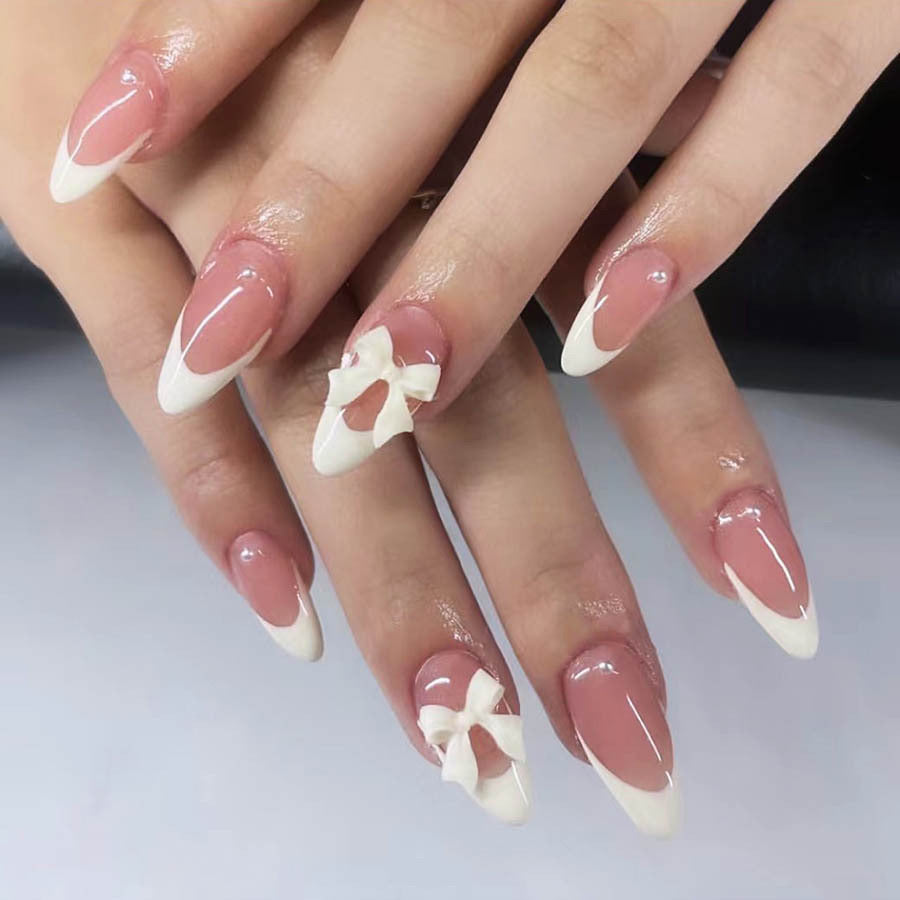 Artificial nail set with luxurious 3D bow decorations Kalsten