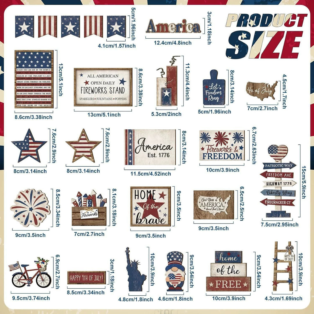 Unisex nan patriotic wood decor set for wall and door with versatile USA motifs Kalsten