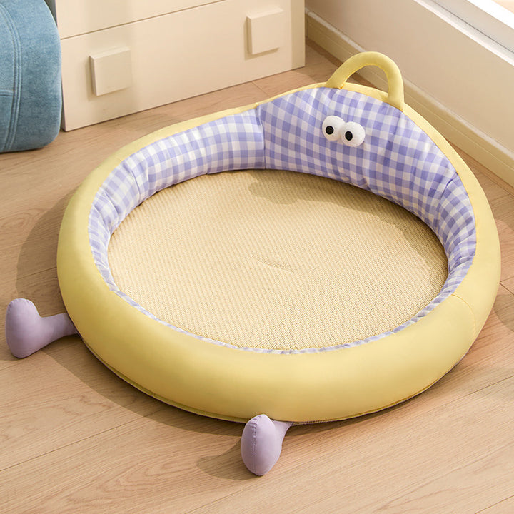 Unisex nan round padded cat and small dog bed with raised edge and sisal sleeping area Kalsten