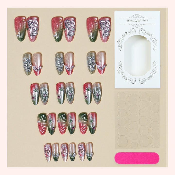Decorative Press-On Nail Art Set with Botanical Designs kalsten