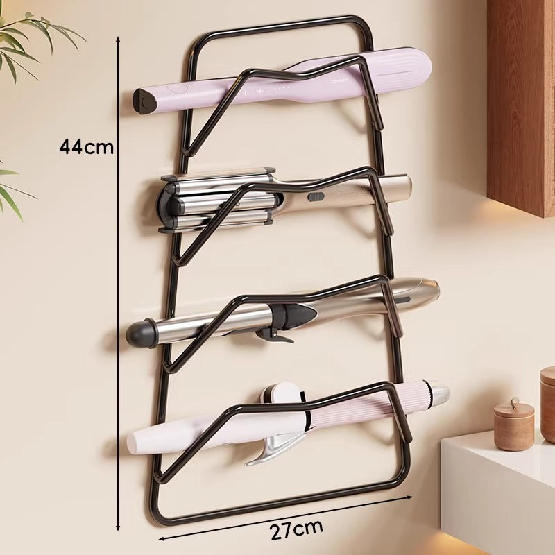 Wall-Mounted Heat-Resistant Two-Tier Hair Styling Tool Holder Rack