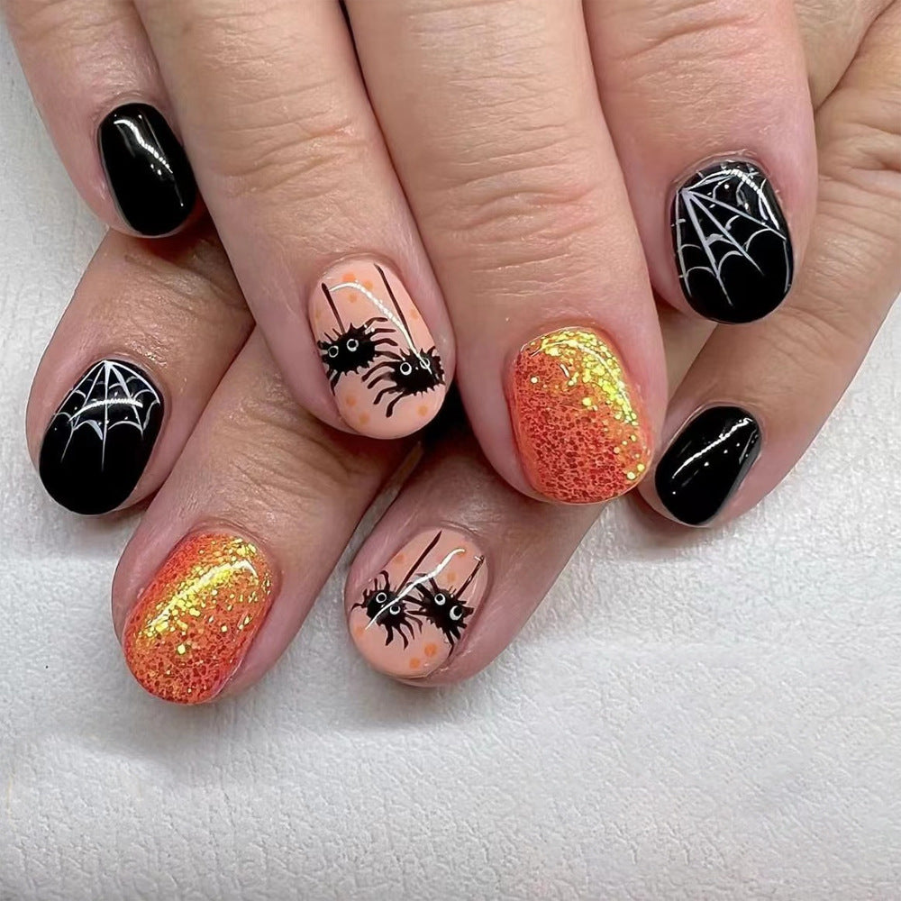 Halloween Themed Spider and Web Nail Art Kalsten