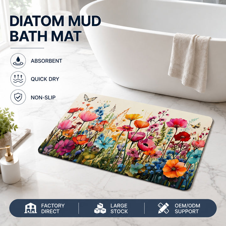 Floral-Themed Comfort Bath Mat Kalsten