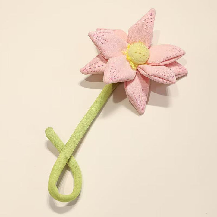 Plush Corduroy Tulip Cat Teaser Toy with Fluffy Pom Bud & Flexible Stem Kalsten
