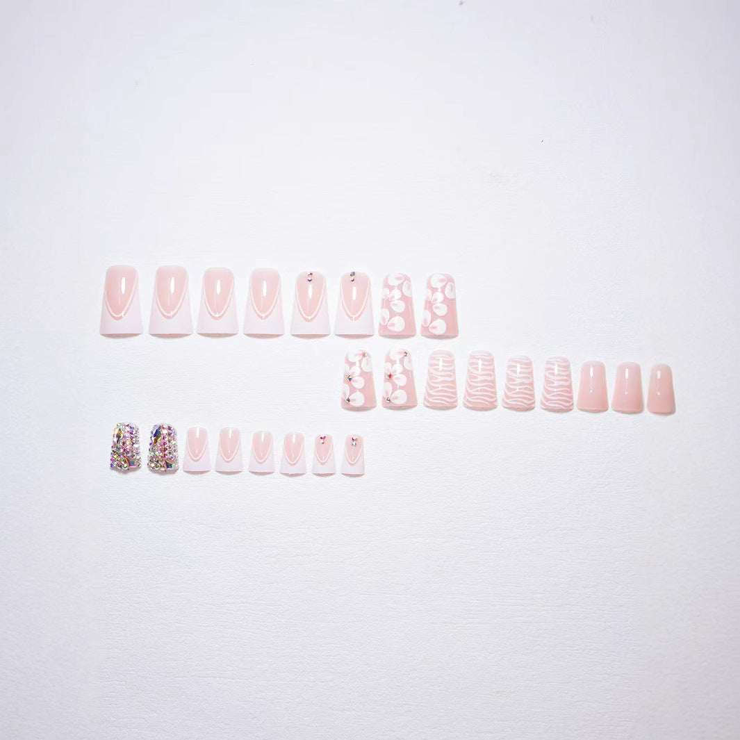 Decorative Press-On Nail Art Set with Gemstone Accents Kalsten