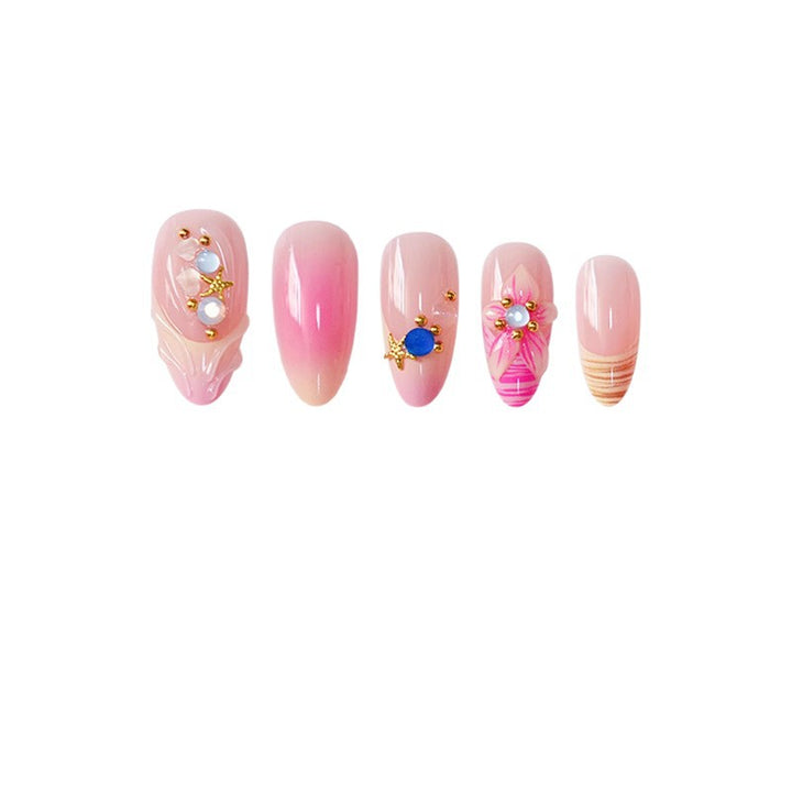 Artistic Press-On Nail Set with Floral and 3D Accents Kalsten