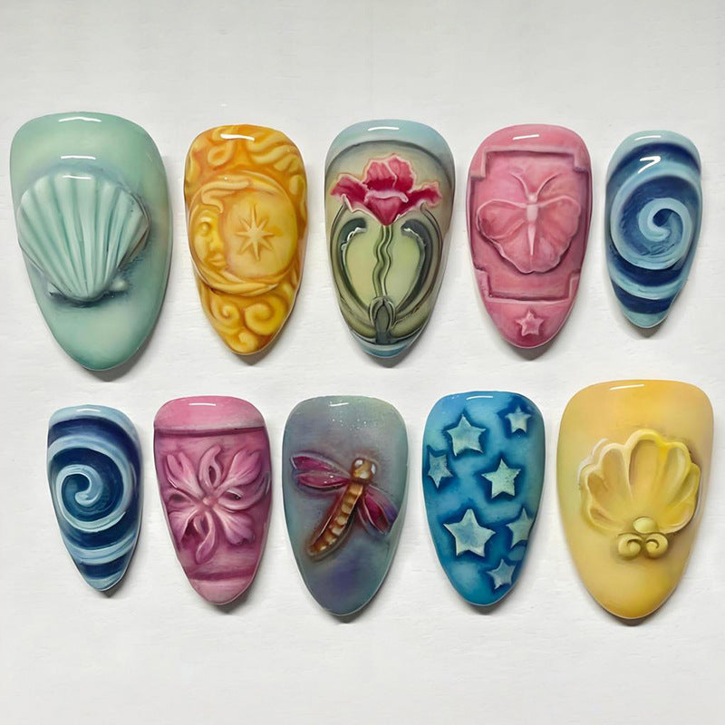 Nail art set with maritime designs and intricate embellishments Kalsten