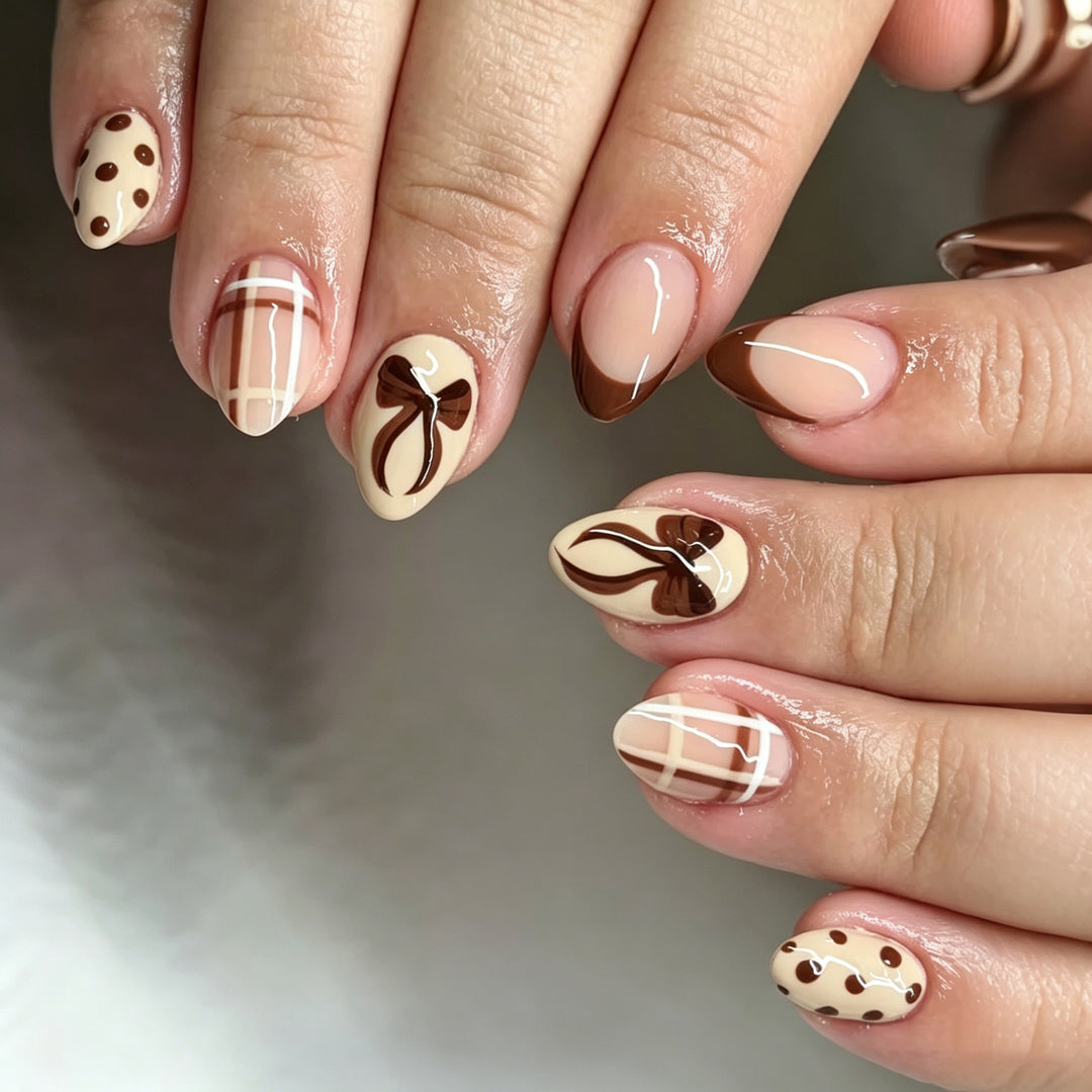 Artistic Chocolate-Inspired Press-On Nail Art Set Kalsten
