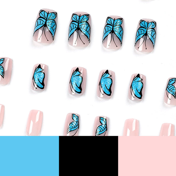 Artificial Nail Art Design with Butterfly Motif Kalsten