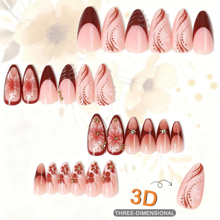 Premium Floral Design Press-On Nail Tips Set Kalsten