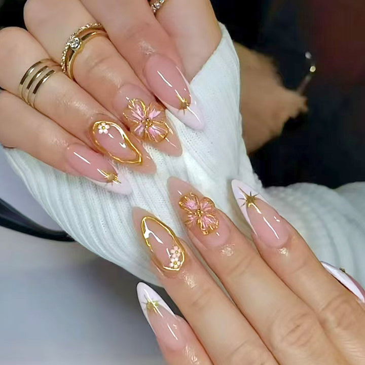 Elegant Floral Gel Nail Art Kalsten
