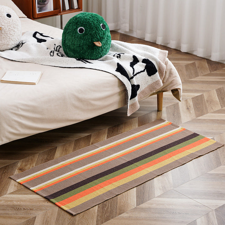 Flat-woven runner rug with check pattern and decorative border stripe Kalsten