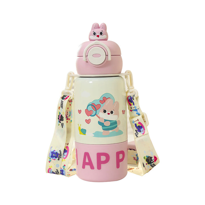 Women's insulated drink bottle with practical carrying strap and cute cat design Kalsten