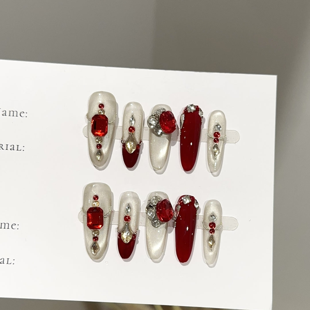 Glamorous Jewel-Decorated Press-On Nail Set
