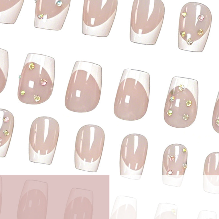 Elegant French Tip Nail Art Enhancements with Gem Accents Kalsten