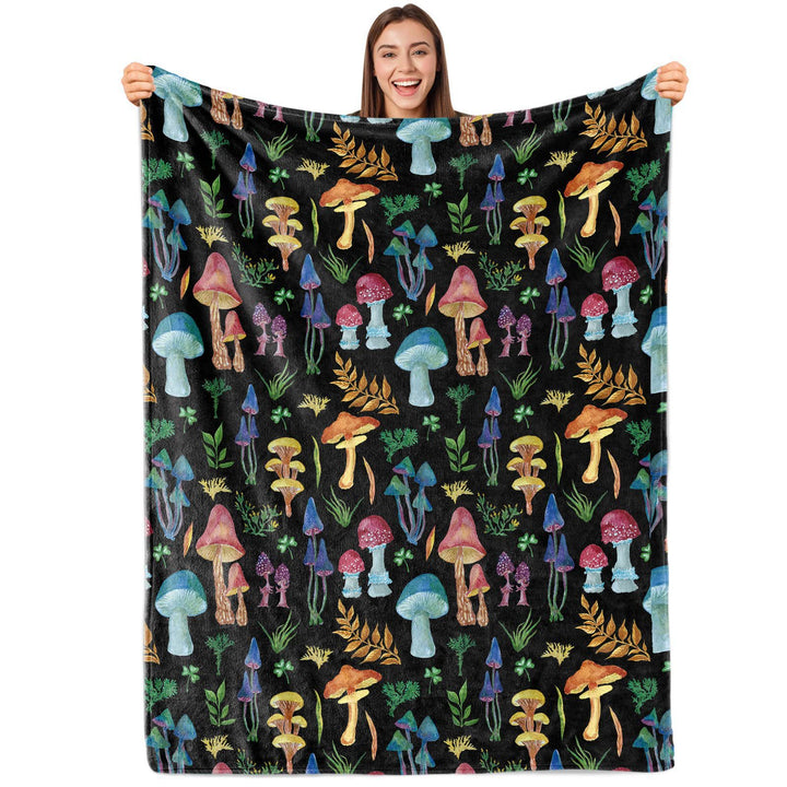 Artistic Mushroom-Themed Throw Blanket
