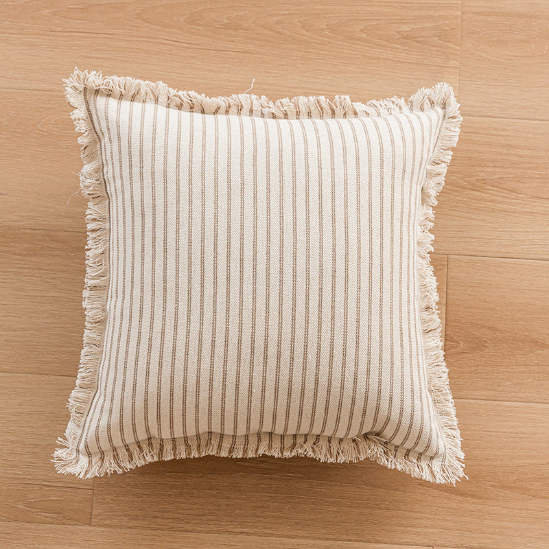 Striped Fringe Decorative Pillow