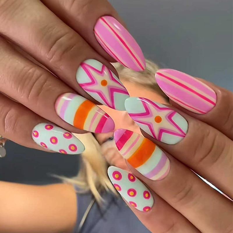 Themed Vibrant Press-On Nail Art Kalsten