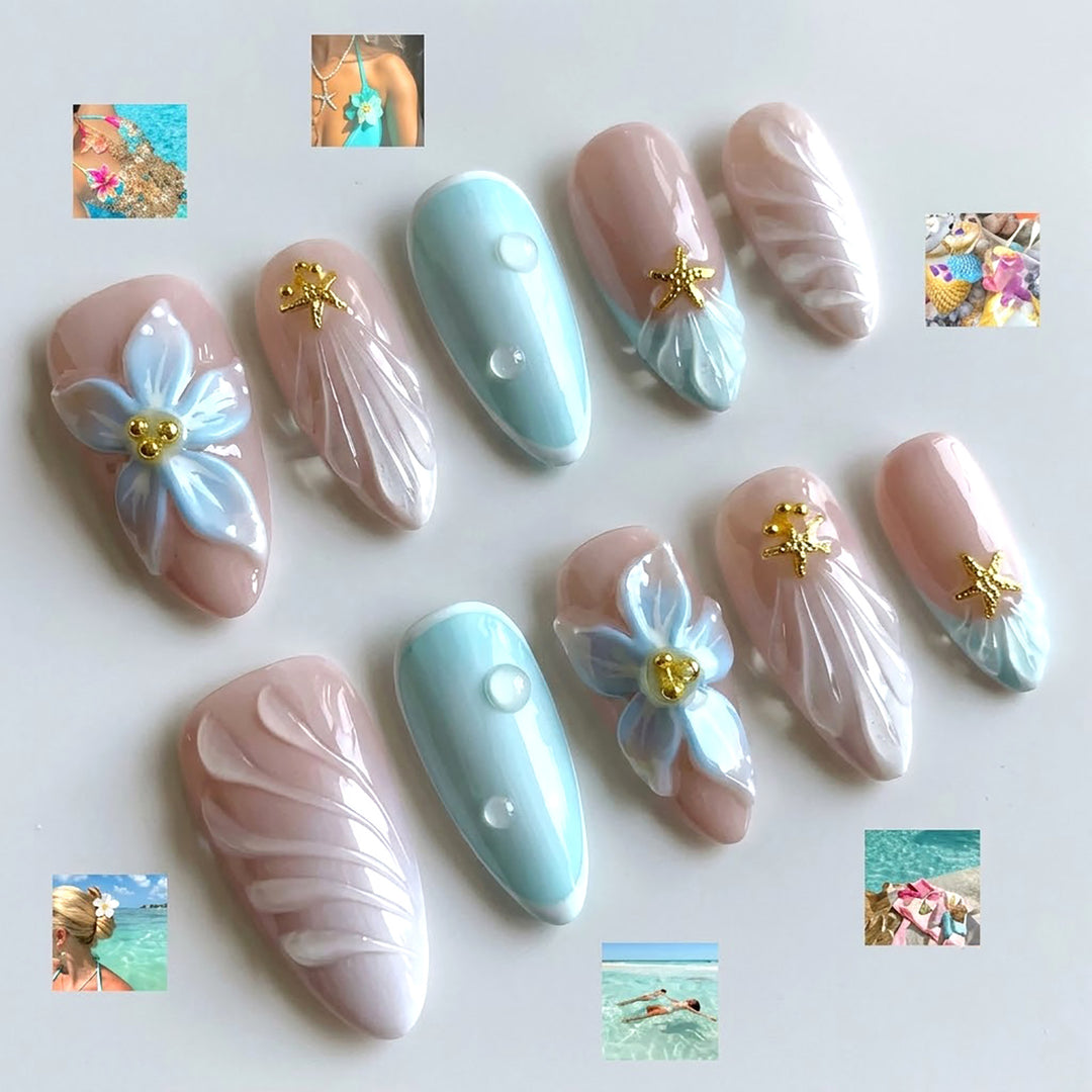 Tropical-Inspired Decorative Press-On Nail Art Kalsten