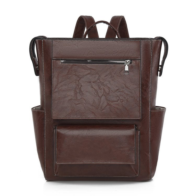 Multi-Pocket Genuine Leather Backpack Kalsten