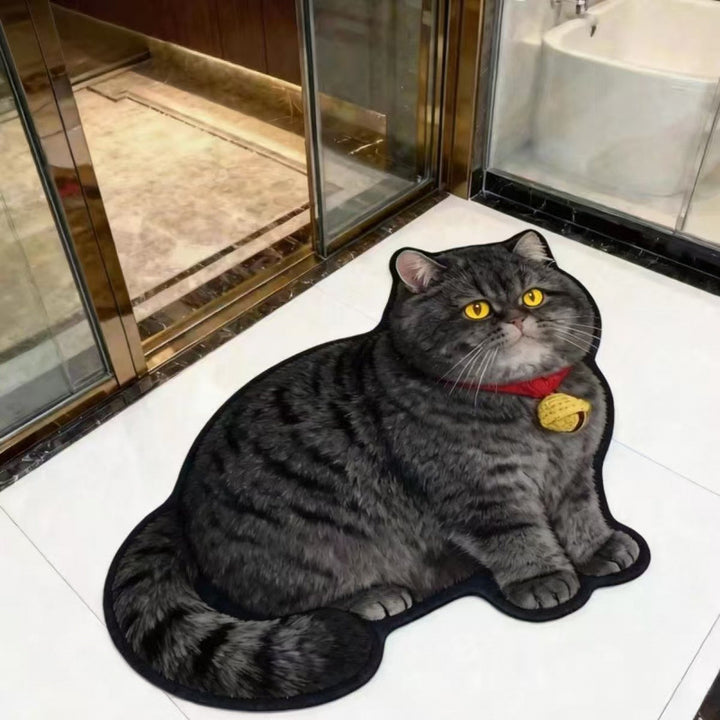 Cat-Shaped Plush Bath Mat