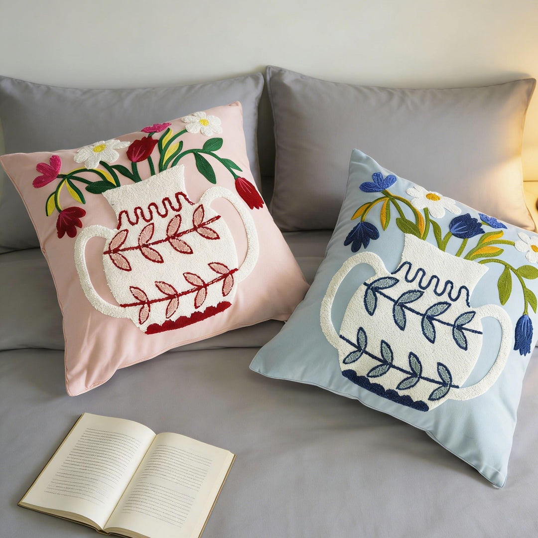 Floral Embroidery Cushion