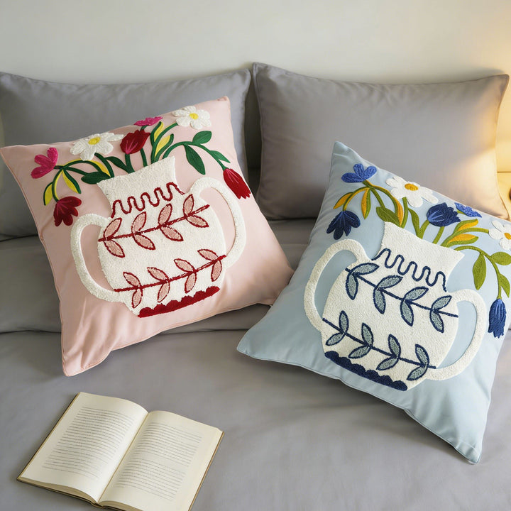 Floral Embroidery Cushion