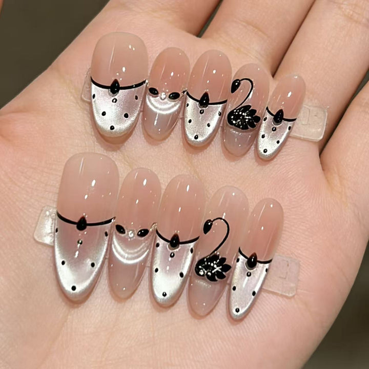 Artistic Swan-Design Press-On Nails Kalsten