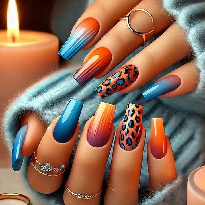 Artificial nails with striking gradient and stylish accents Kalsten