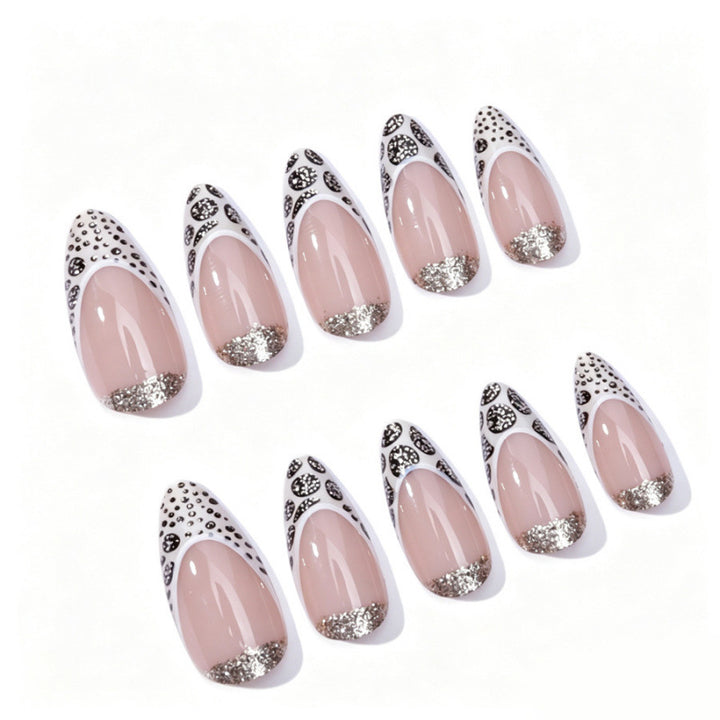 Elegant Stiletto Press-On Nail Art with Glitter Accents