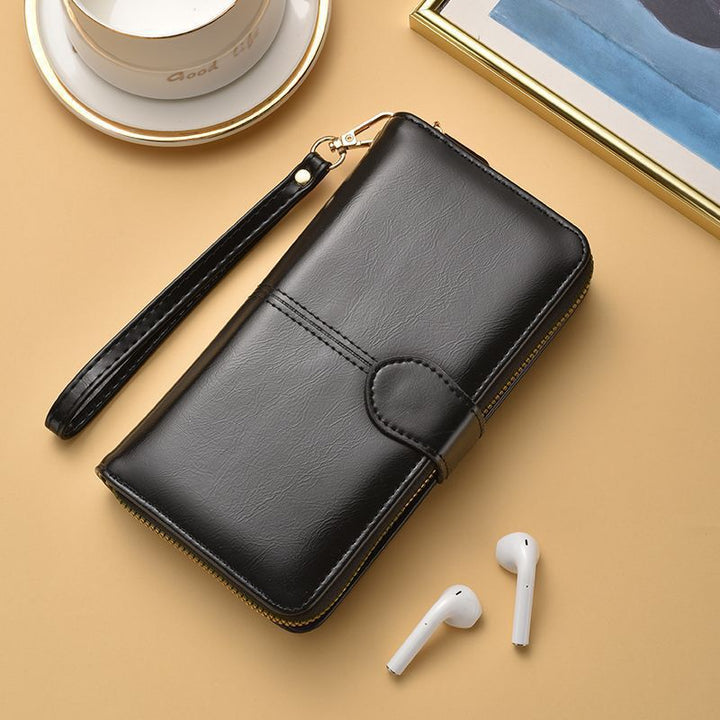 Slim Double-Zippered Wallet with Wrist Strap Kalsten